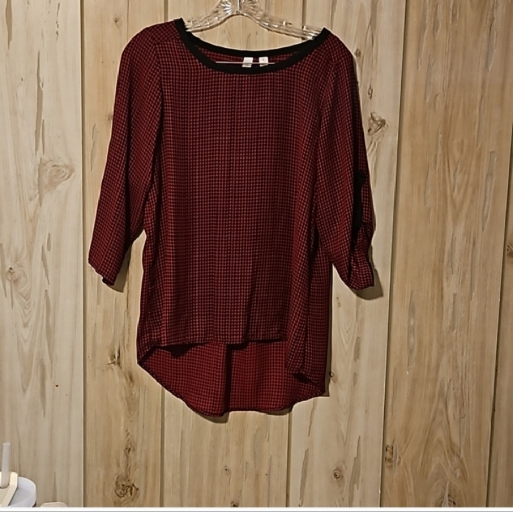 Red Checkered Long Sleeve Blouse